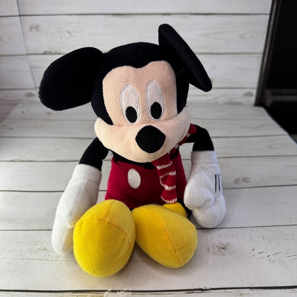 Disney Mickey Mouse Plush 8" Classic Red Shorts Scarf Stuffed Animal‎